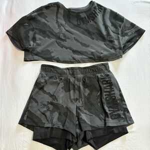 Gymshark Black and Gray Activewear Set